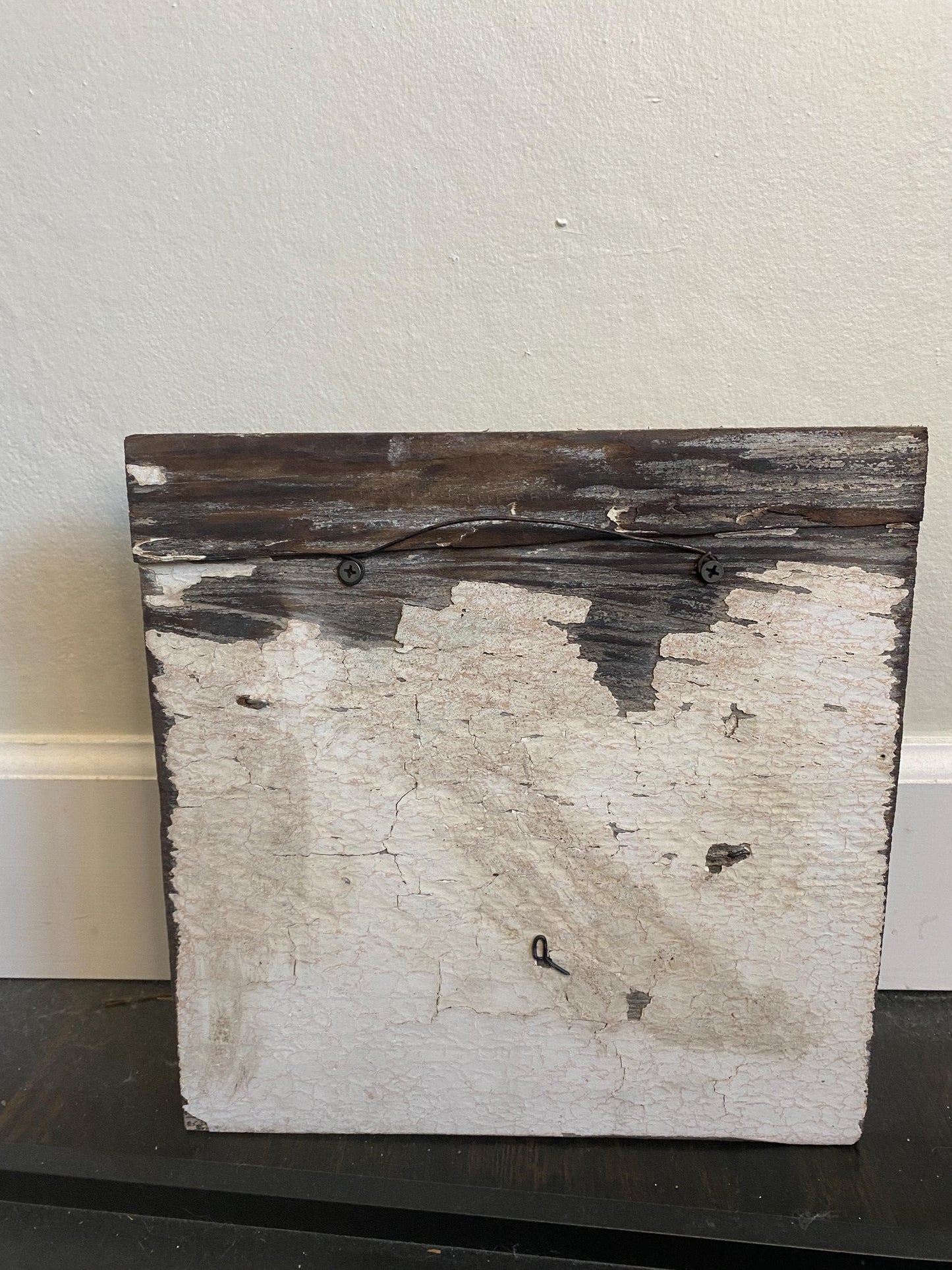 Mixed Wire Wall Tree Art on Upcycled Wood and Mounted on Stained Distressed Wooden Backing - Copper Painted Heart - (stand not included) FREE SHIPPING